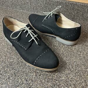 Cole Haan Shoes Womens Sz 11 B Comfort Casual Oxford Cap Toe Lace Up Black Suede